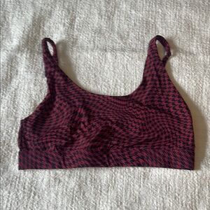 Fabletics Red and Black Patterned Sports Bra
